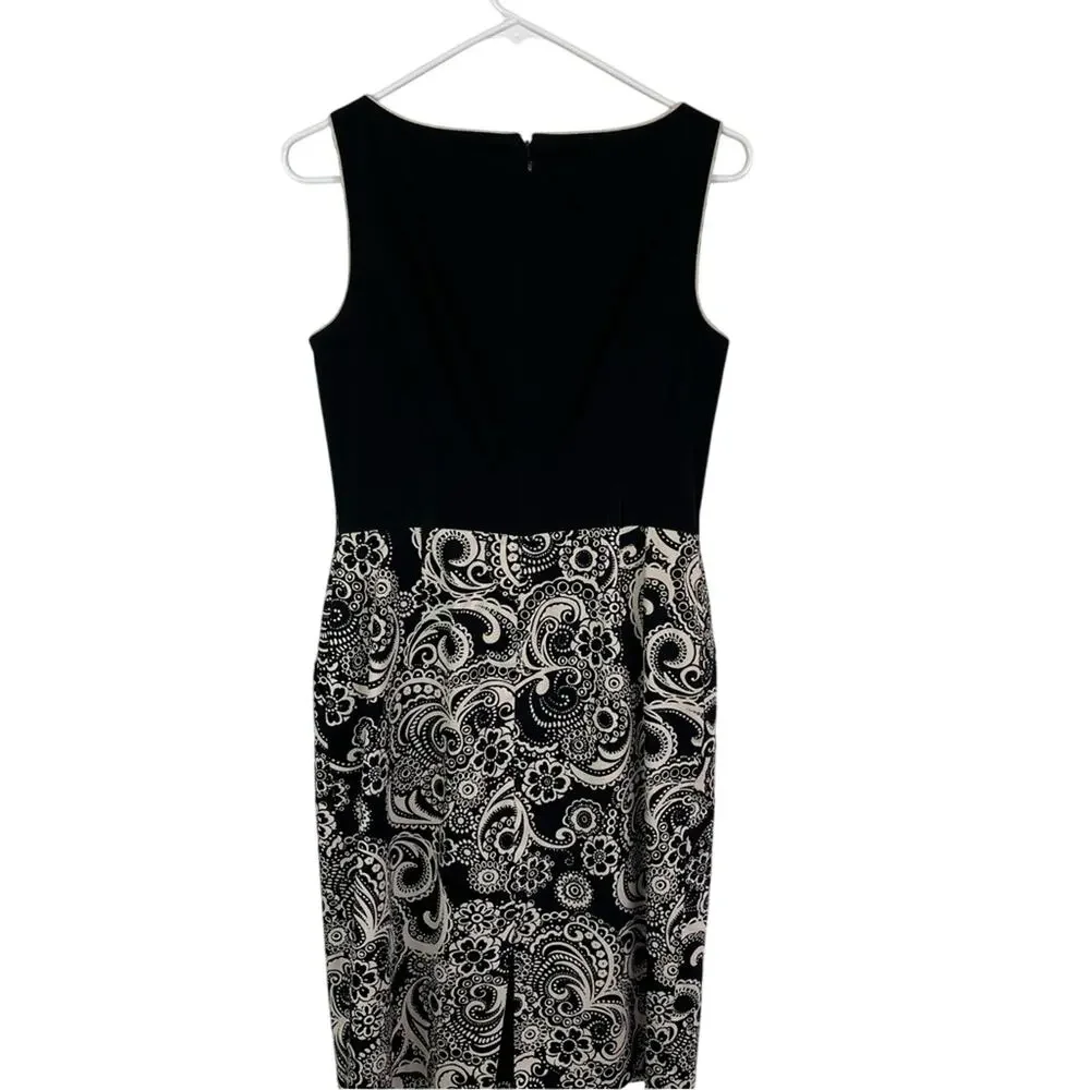 Tahari Arthur S.Levine Dress Womens 2 Geometric Sheath Sleeveless Floral Paisley